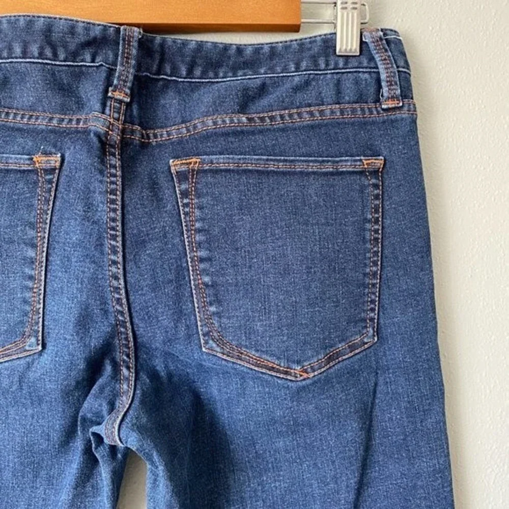 Banana Republic Skinny Fit Mid Rise Dark Wash Orange Stitch Jeans - Women's 28